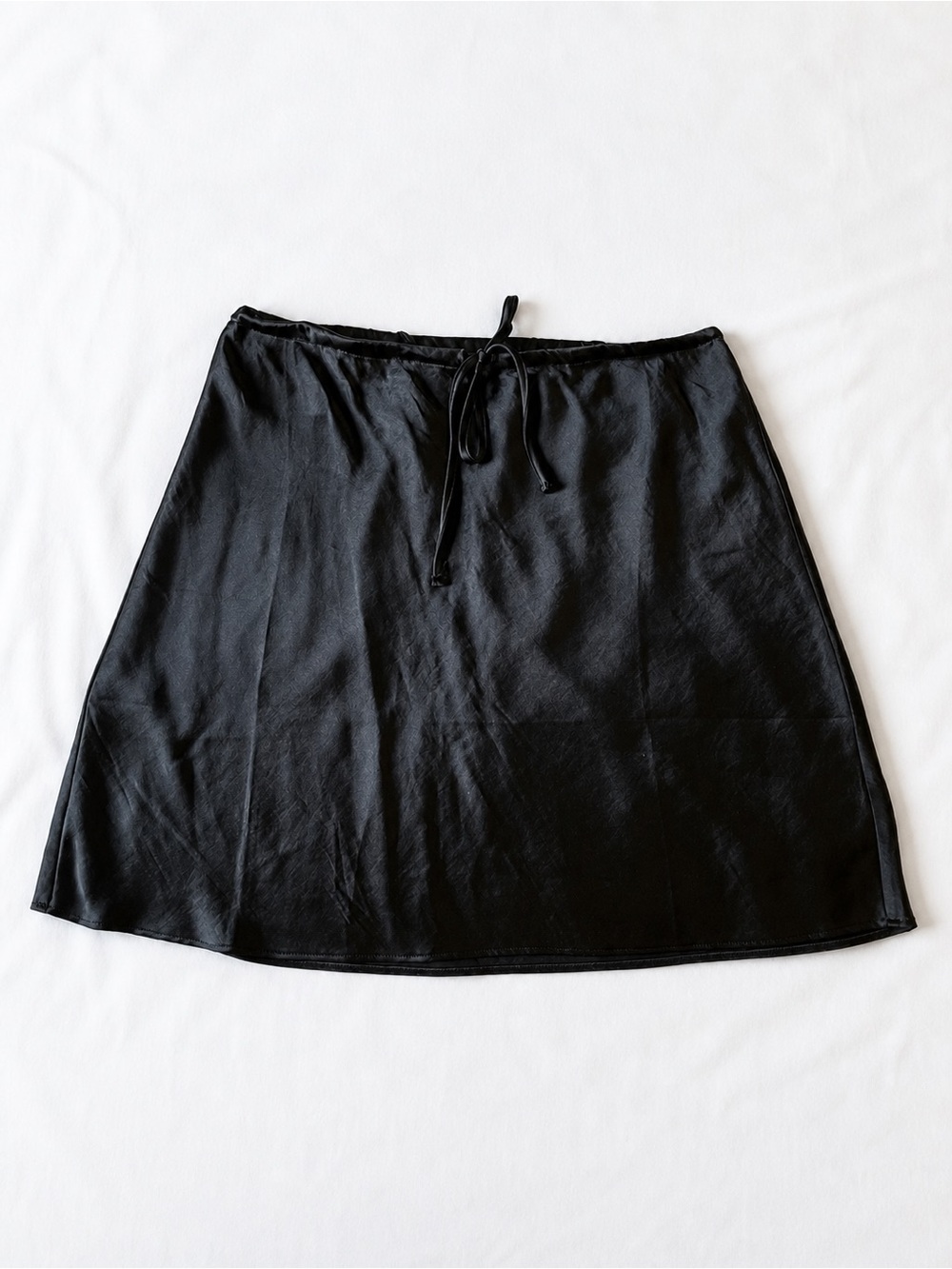 Madewell Black Mini Drawstring Slip Skirt with White Top